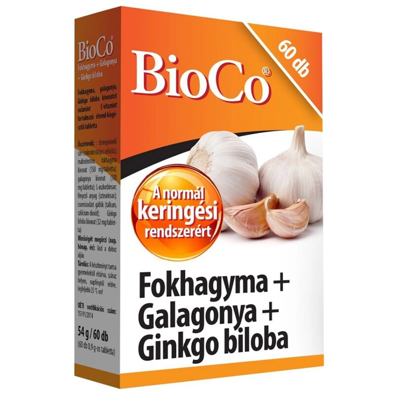 BioCo Fokhagyma-Galagonya-Ginkgo Biloba tabletta - 60db