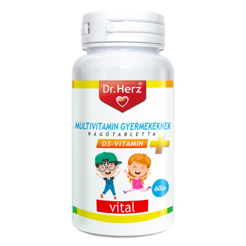 Dr. Herz gyerek multivitamin + D-vitamin rágótabletta - 60db