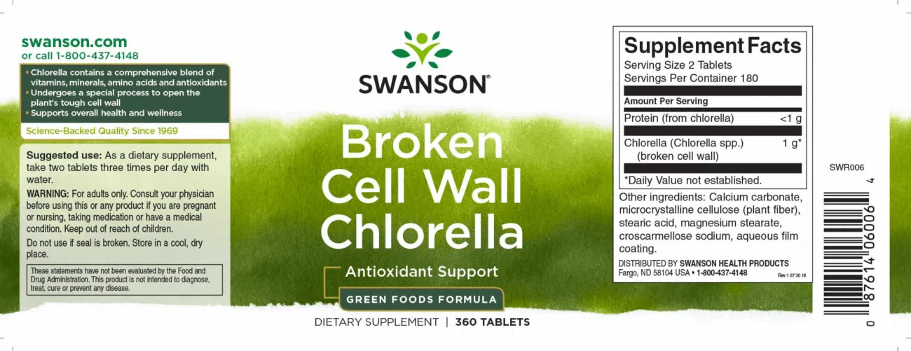 Swanson Chlorella alga tabletta - 360db 2 Swanson Chlorella alga tabletta - 360db - Image 2
