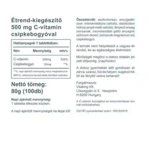Vitaking 500mg C-vitamint és csipkebogyót tartalmazó tabletta - 100db 5 Vitaking 500mg C-vitamint és csipkebogyót tartalmazó tabletta - 100db - Image 3
