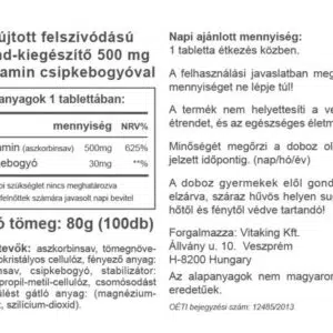 Vitaking 500mg C-vitamint és csipkebogyót tartalmazó RETARD tabletta - 100db - Image 2