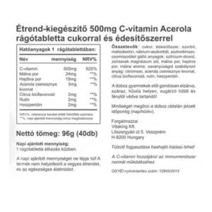 Vitaking Acerola C-500 komplex málnás rágótabletta - 40db 5 Vitaking Acerola C-500 komplex málnás rágótabletta - 40db - Image 3