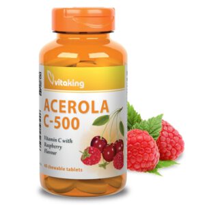 Vitaking Acerola C-500 komplex málnás rágótabletta - 40db