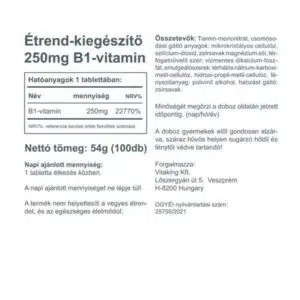Vitaking B1-vitamin 250mg tabletta - 100db 3 Vitaking B1-vitamin 250mg tabletta - 100db - Image 2