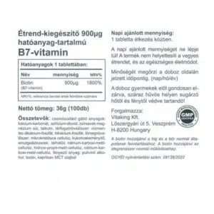 Vitaking Biotin 900mcg tabletta - 100db 3 Vitaking Biotin 900mcg tabletta - 100db - Image 2