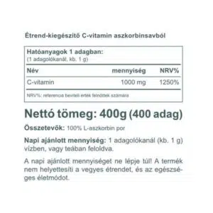 Vitaking C-vitamin + Ascorbin-sav italpor - 400g 3 Vitaking C-vitamin + Ascorbin-sav italpor - 400g - Image 2
