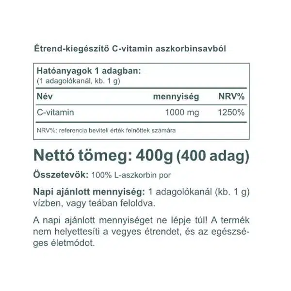 Vitaking C-vitamin + Ascorbin-sav italpor - 400g 2 Vitaking C-vitamin + Ascorbin-sav italpor - 400g - Image 2