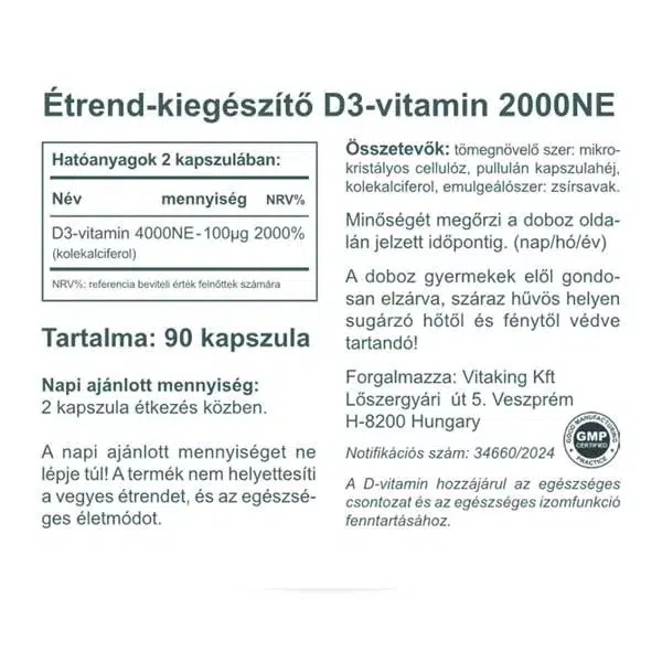 Vitaking D-2000 NE vitamin kapszula - 90db 2 Vitaking D-2000 NE vitamin kapszula - 90db - Image 2