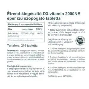 Vitaking D3-vitamin 2000NE szopogató tabletta - 210db 5 Vitaking D3-vitamin 2000NE szopogató tabletta - 210db - Image 3