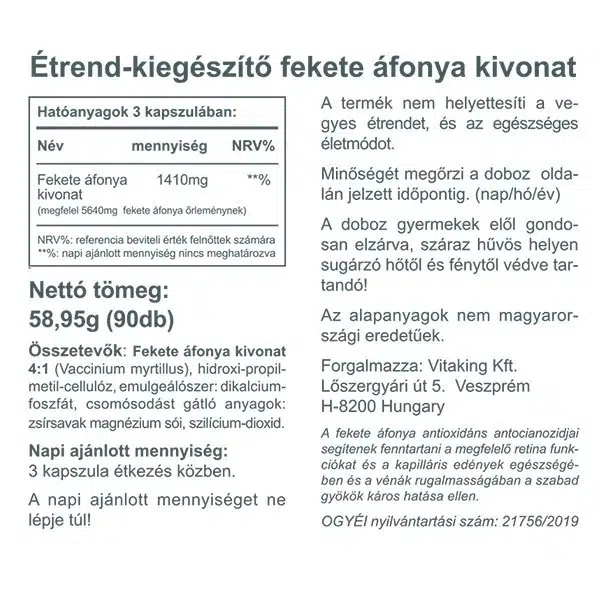 Vitaking Fekete áfonya kapszula - 90db 3 Vitaking Fekete áfonya kapszula - 90db - Image 3
