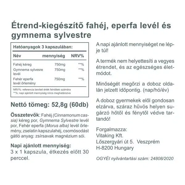 Vitaking Gymnemax kapszula - 60db 3 Vitaking Gymnemax kapszula - 60db - Image 3