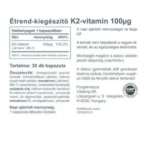Vitaking K2-vitamin kapszula - 30db 3 Vitaking K2-vitamin kapszula - 30db - Image 2