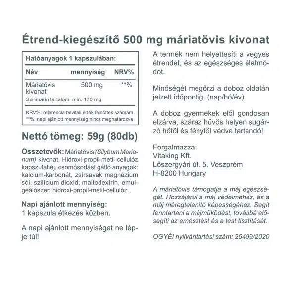 Vitaking Máriatövis kapszula - 80db 3 Vitaking Máriatövis kapszula - 80db - Image 3
