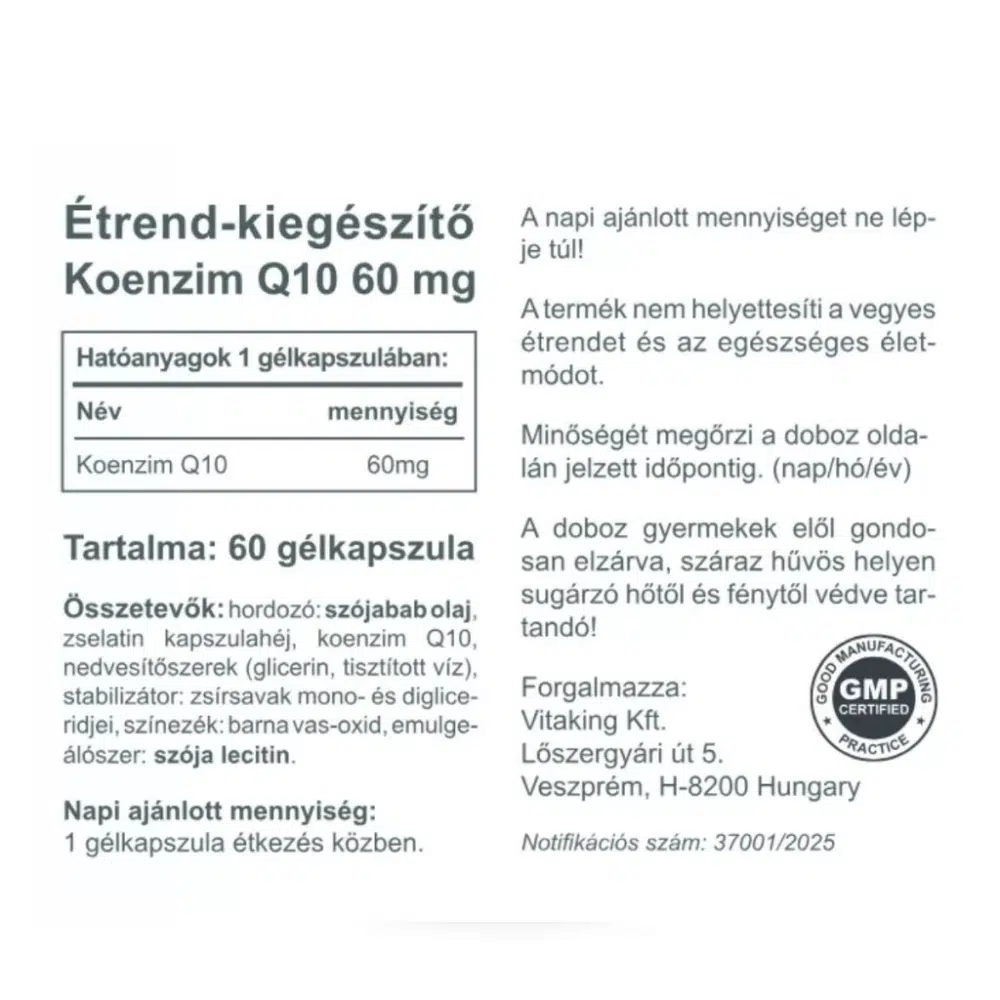 Vitaking Q10 koenzim 60mg kapszula - 60db 2 Vitaking Q10 koenzim 60mg kapszula - 60db - Image 2