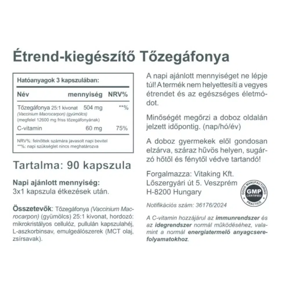 Vitaking Tőzegáfonya kapszula - 90db 2 Vitaking Tőzegáfonya kapszula - 90db - Image 2