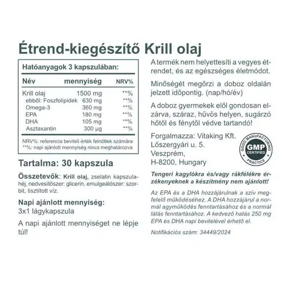 Vitaking VitaKrill rákolaj gélkapszula - 30db 3 Vitaking VitaKrill rákolaj gélkapszula - 30db - Image 3