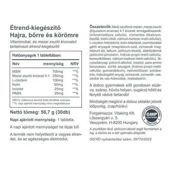 Vitaking haj, bőr, köröm szépségvitamin - 30db 3 Vitaking haj, bőr, köröm szépségvitamin - 30db - Image 3