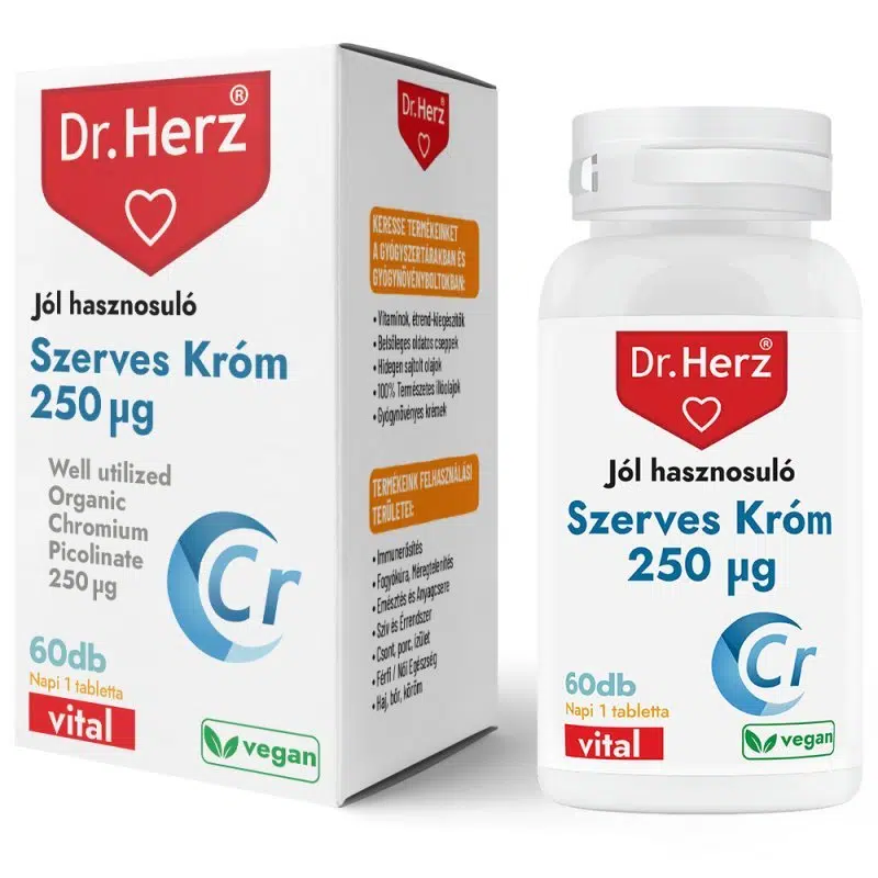 Dr. Herz Szerves Króm 250μg tabletta - 60db 1 Dr. Herz Szerves Króm 250μg tabletta - 60db