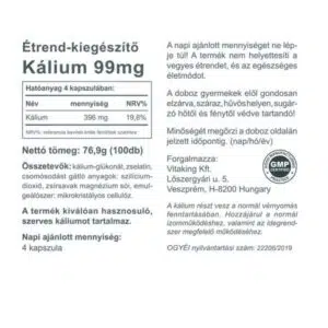 Vitaking Kálium potassium 99mg kapszula - 100db 5 Vitaking Kálium potassium 99mg kapszula - 100db - Image 3