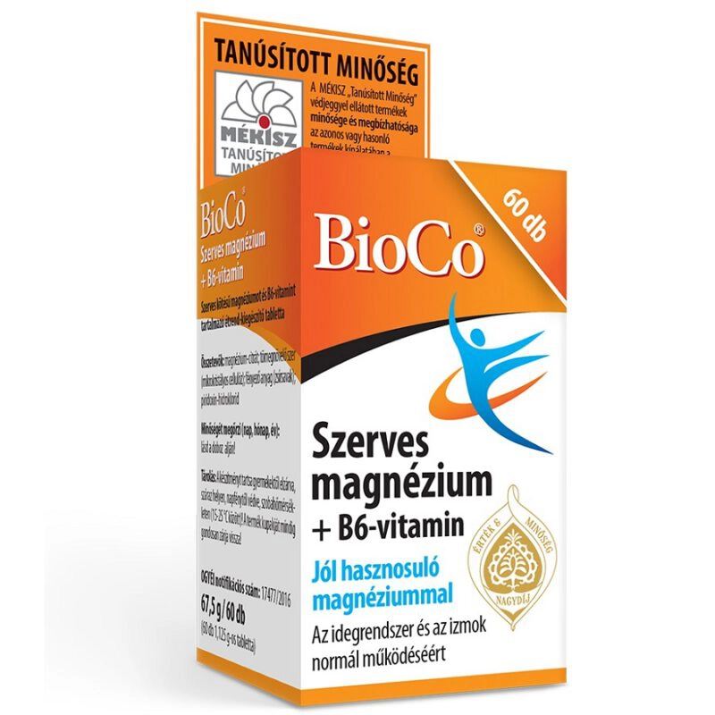 BioCo Szerves Magnézium+ B6-vitamin tabletta - 60db