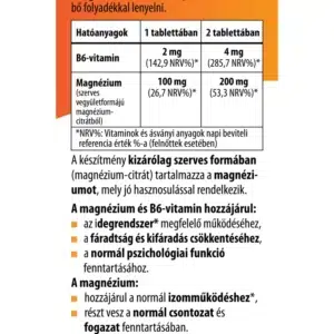 BioCo Szerves Magnézium + B6-vitamin tabletta - 60db 3 BioCo Szerves Magnézium + B6-vitamin tabletta - 60db - Image 2