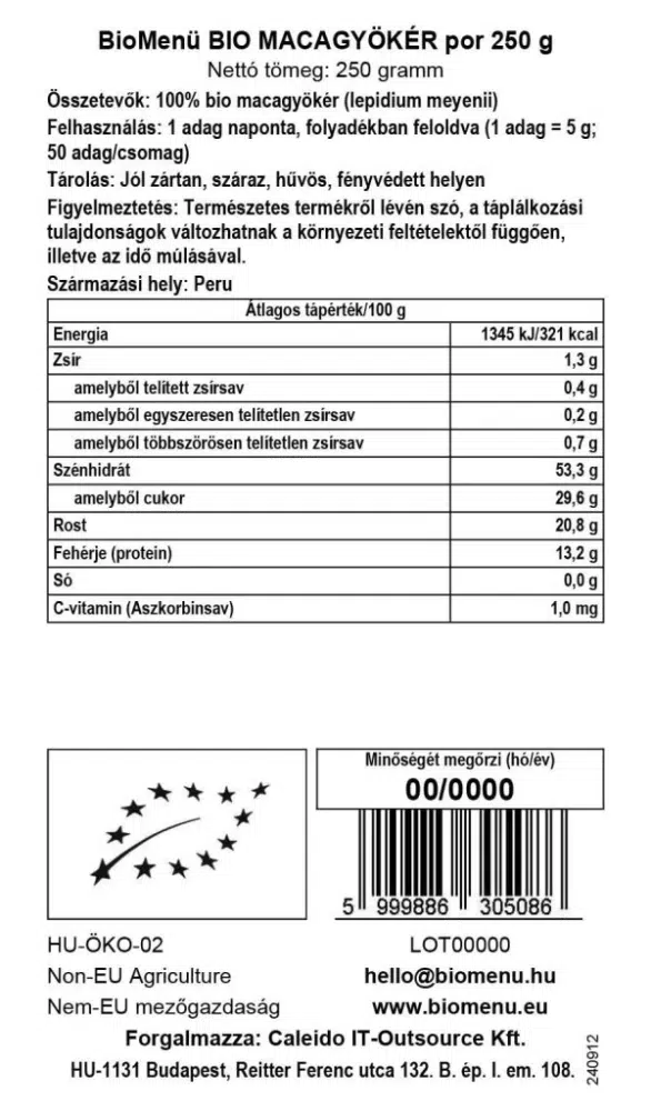 Biomenü bio macagyökér por - 250g 2 Biomenü bio macagyökér por - 250g - Image 2