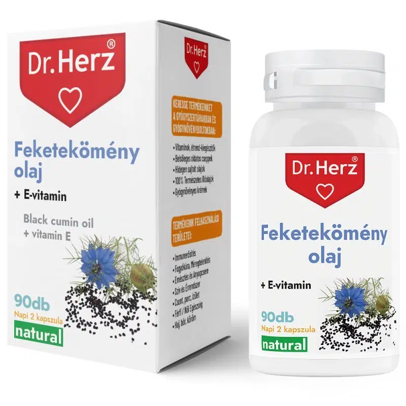 Dr. Herz Feketekömény olaj + E-vitamin kapszula - 90db 1 Dr. Herz Feketekömény olaj + E-vitamin kapszula - 90db