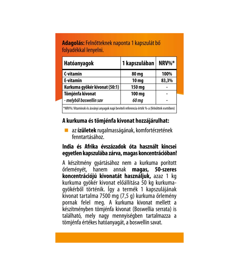 BioCo Kurkuma kivonat 7500mg Tömjénfa kivonattal kapszula - 60db 2 BioCo Kurkuma kivonat 7500mg Tömjénfa kivonattal kapszula - 60db - Image 2