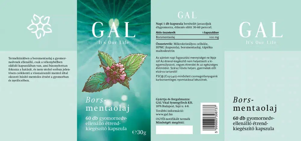 GAL borsmentaolaj kapszula - 60db 2 GAL borsmentaolaj kapszula - 60db