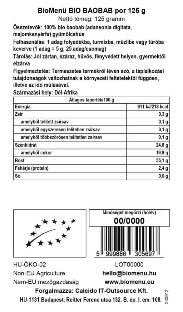 Biomenü bio baobab por - 125g 2 Biomenü bio baobab por - 125g - Image 2
