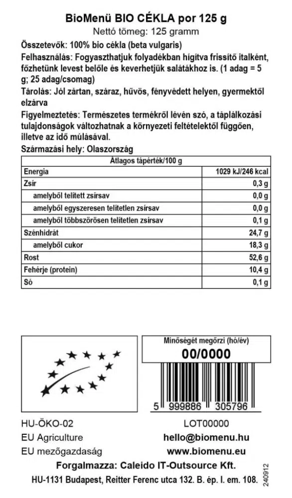 Biomenü bio cékla por - 125g 2 Biomenü bio cékla por - 125g - Image 2