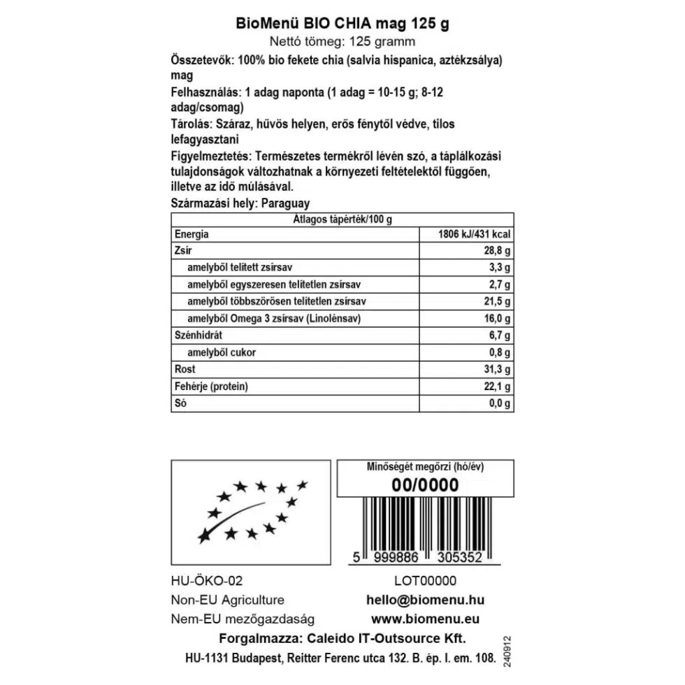 Biomenü Bio Chia mag - 125g 2 Biomenü Bio Chia mag - 125g - Image 2
