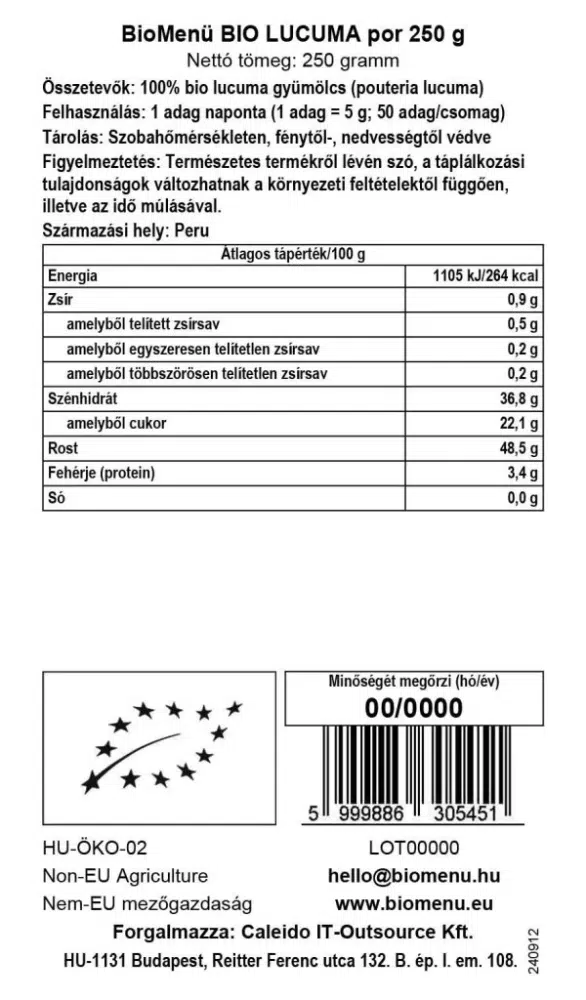 Biomenü bio lucuma por - 250g 2 Biomenü bio lucuma por - 250g - Image 2