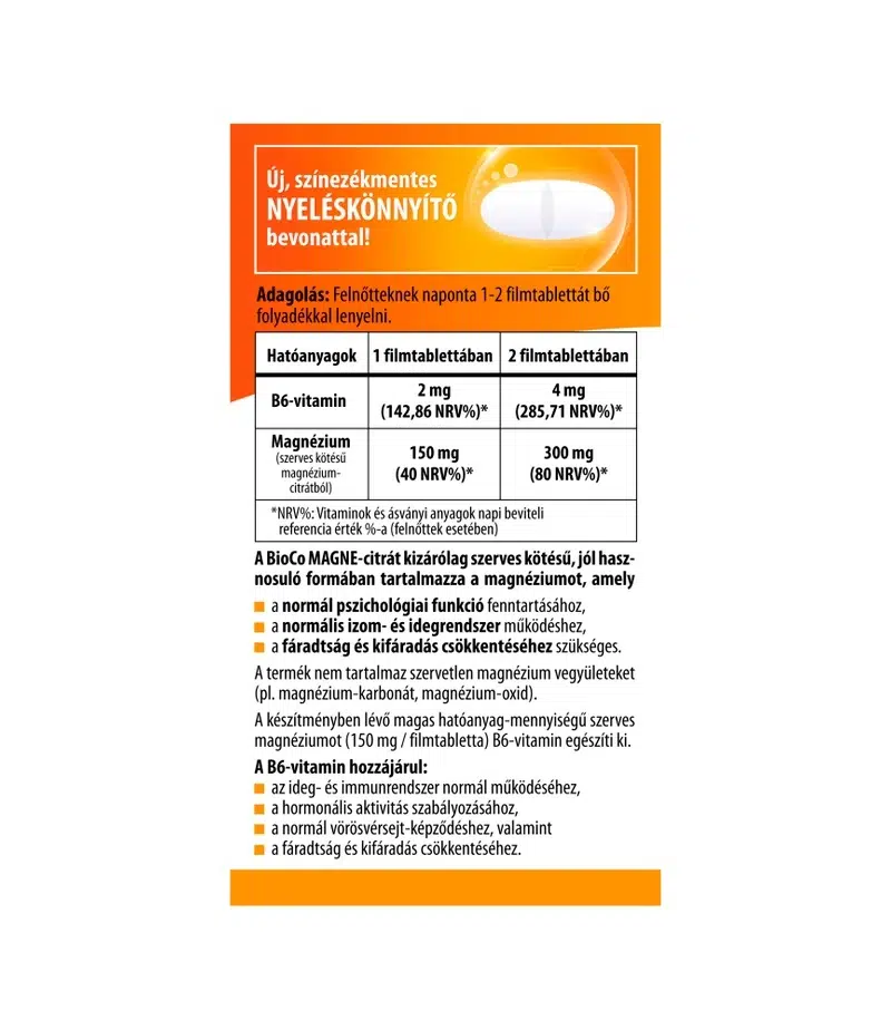 BioCo MAGNE-citrát + B6-vitamin tabletta Megapack - 90db 2 BioCo MAGNE-citrát + B6-vitamin tabletta Megapack - 90db - Image 2