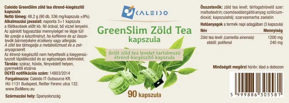 Caleido GreenSlim Zöldtea kapszula - 90db 2 Caleido GreenSlim Zöldtea kapszula - 90db - Image 2