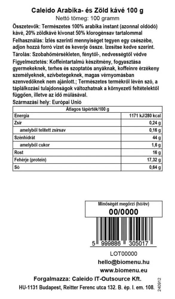 Caleido Arabica & Zöldkávé - 100g 2 Caleido Arabica & Zöldkávé - 100g - Image 2