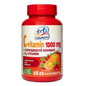 1x1 Vitamin C-vitamin 1000mg + D3 + csipkebogyó rágótabletta - 60db
