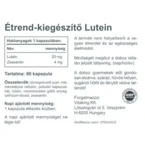 Vitaking Lutein 20 mg + Zeaxantin 4 mg bársonyvirágból - 60 db kapszula 3 Vitaking Lutein 20 mg + Zeaxantin 4 mg bársonyvirágból - 60 db kapszula - Image 2