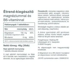 Vitaking Magnesium Citrate 150mg + B6-vitamin tabletta - 30db - Image 2