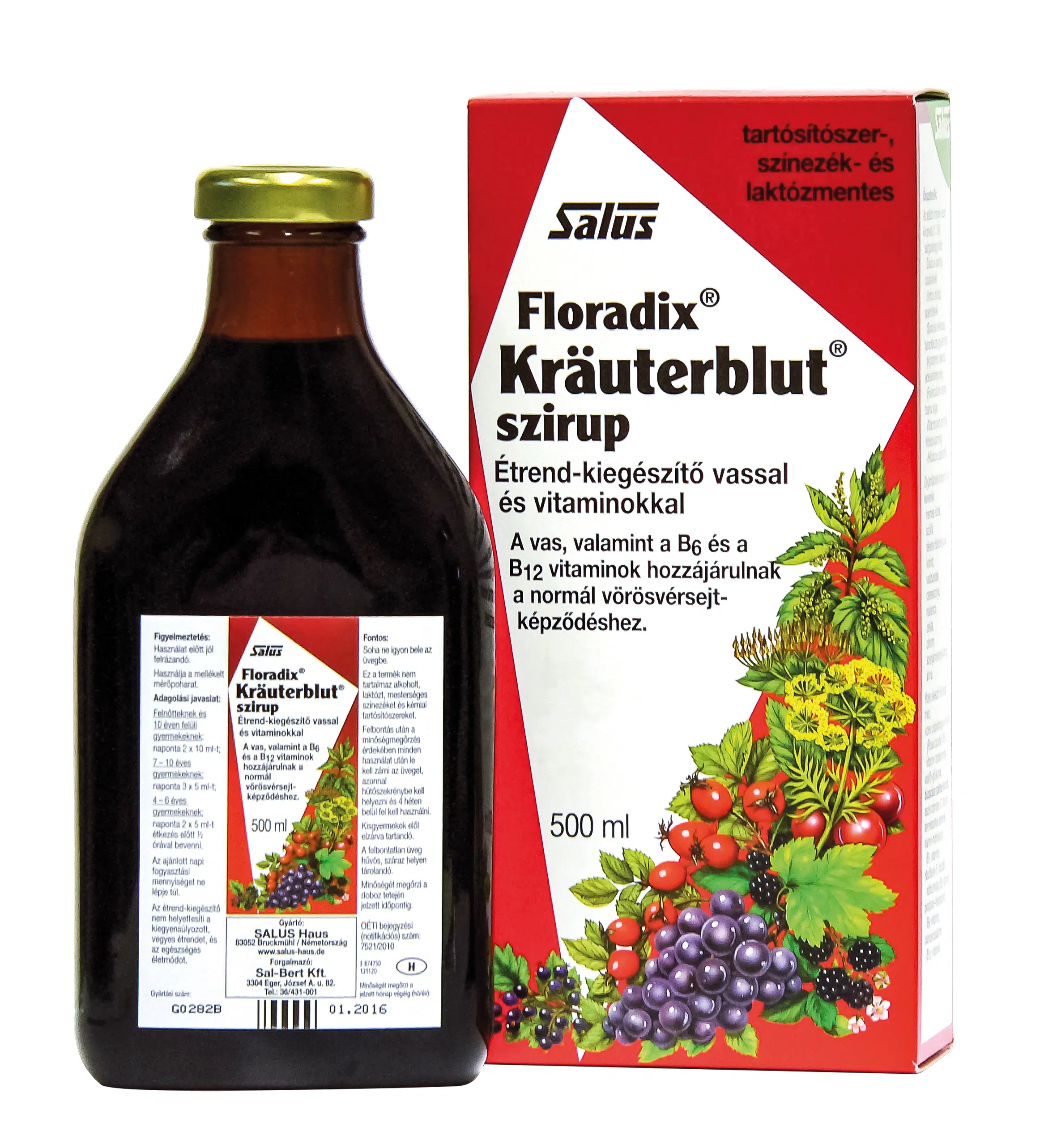 Salus Floradix Kräuterblut szirup - 500ml 1 Salus Krauterblut-S szirup - 500ml