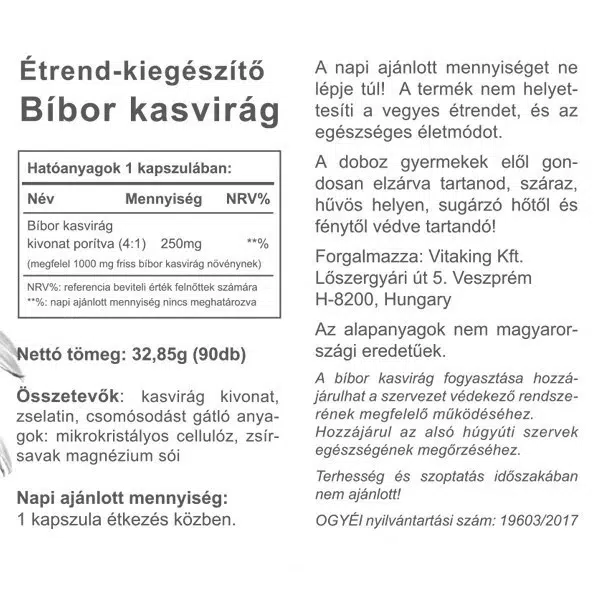 Vitaking Bíbor kasvirág - Echinacea kivonat - 90db 2 Vitaking Bíbor kasvirág - Echinacea kivonat - 90db - Image 2