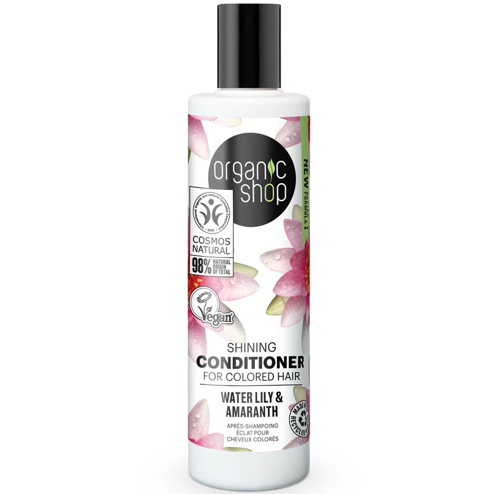 Organic Shop Shine selyemfény balzsam vízililiommal és amaránttal - 280ml 1 Organic Shop Selyemfény balzsam bio shea vaj és liliom kivonattal - 280ml