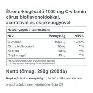 Vitaking C-vitamin 1000mg Bioflavonoid, acerola, csipkebogyó tabletta - 200db 5 Vitaking C-vitamin 1000mg Bioflavonoid, acerola, csipkebogyó tabletta - 200db - Image 3