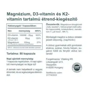 Vitaking Magne Trio Mg + K2 + D3-vitamin kapszula - 80db - Image 2