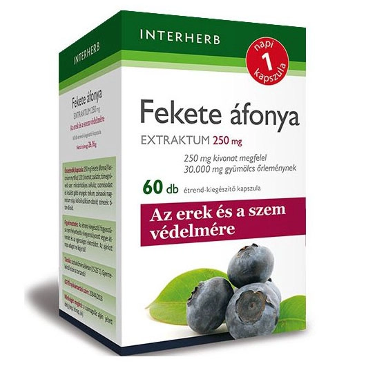 Interherb Napi 1 Fekete Áfonya Extraktum 250mg kapszula - 60db 1 Interherb Napi 1 Fekete áfonya extraktum 250mg kapszula - 60db
