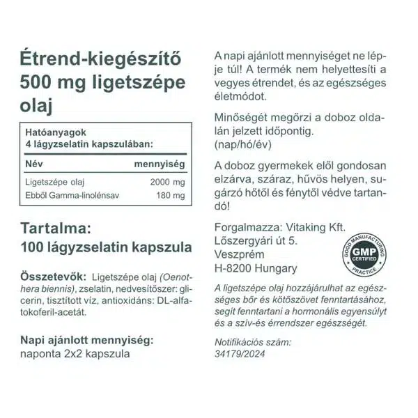 Vitaking Ligetszépe olaj kapszula - 100db 3 Vitaking Ligetszépe olaj kapszula - 100db - Image 3