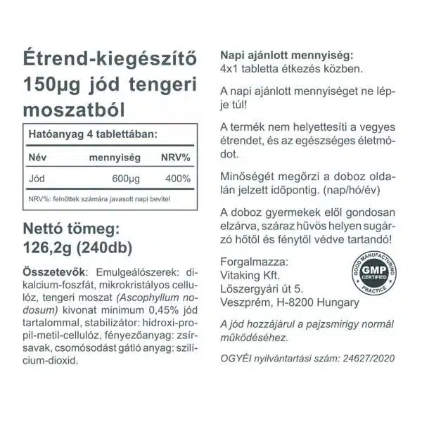 Vitaking Jód (IODINE) tabletta - 240db 3 Vitaking Jód (IODINE) tabletta - 240db - Image 3