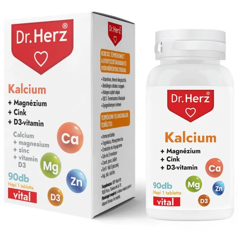Dr. Herz Kalcium+Magnézium+Cink+D3-vitamin tabletta - 90db 1 Dr. Herz Kalcium+Magnézium+Cink+D3-vitamin tabletta - 90db