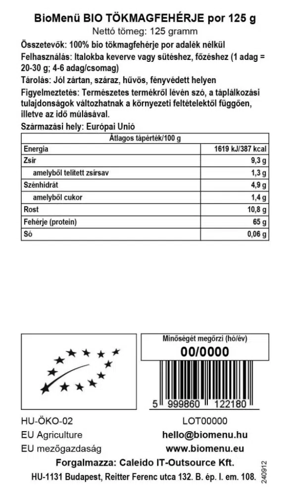 Biomenü Bio tökmagfehérje por - 125g 2 Biomenü Bio tökmagfehérje por - 125g - Image 2