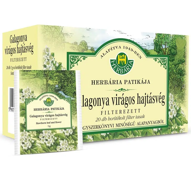 Herbária galagonya virágos hajtásvég tea - 20x1g borítékolt filter/doboz 1 Herbária galagonya virágos hajtásvég tea - 20x1g